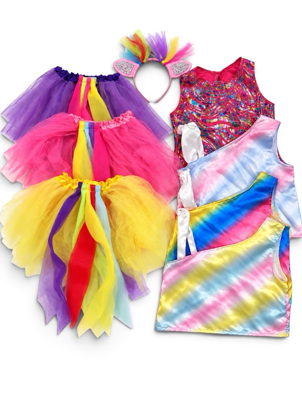 Girls Rainbow Tutu Costume Set Unicorn Colorful Tutu Skirts Dance Dress Up lot